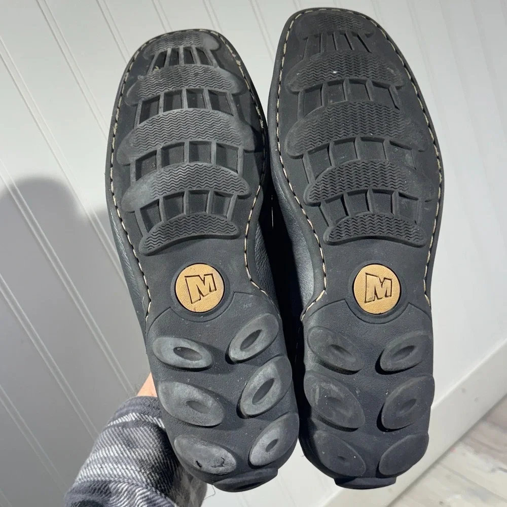 Merrell Mens SIZE 9.5 Rally Moc J38509 Black Leather‎ Driving Loafers